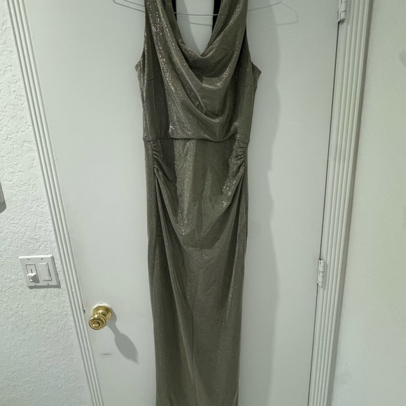 Halston Heritage draped neck metallic knit gown XS - Picture 3 of 5